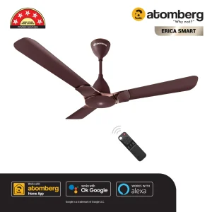 atomberg Erica Smart BLDC Ceiling Fan with IoT & Remote | BEE 5 star Rated Energy Efficient Ceiling Fan | High Air Delivery with LED Indicator | 2+1 Year Warranty - Umber Brown, 1200 mm