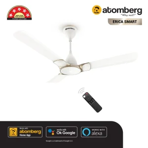 atomberg Erica Smart BLDC Ceiling Fan with IoT & Remote | BEE 5 star Rated Energy Efficient Ceiling Fan | High Air Delivery with LED Indicator | 2+1 Year Warranty - Marble White, 1200 mm