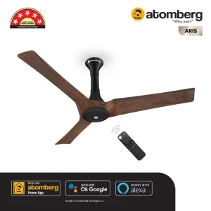 atomberg Aris BLDC Ceiling Fan with IoT & Remote Control | Smart Fan with Noiseless Operation - Dark Teakwood, 1200 mm