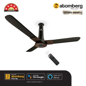 atomberg Studio Smart+ BLDC Ceiling Fan with IoT & Remote | BEE 5 star Rated Energy Efficient Ceiling Fan | High Air Delivery with LED Indicators | 2+1 Year Warranty - Earth Brown, 1200 mm