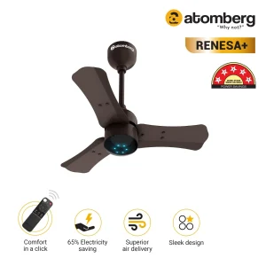 atomberg Renesa+ BLDC Ceiling Fan with Remote Control | BEE 5 star Rated Energy Efficient Ceiling Fan | High Air Delivery with LED Indicators | 2+1 Year Warranty - Earth Brown, 600 mm